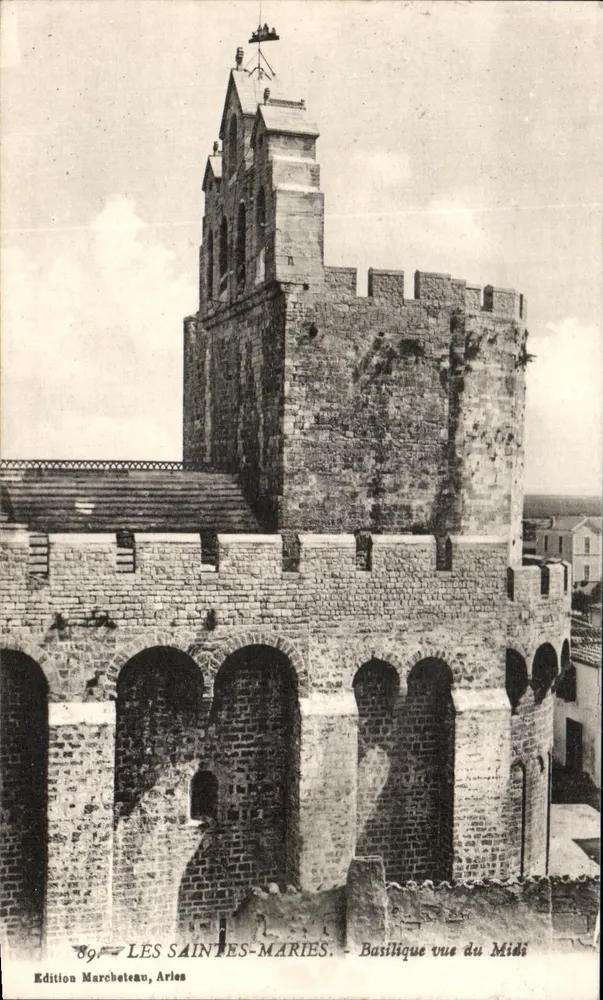 Les Saintes-Maries - Basilica vista dal Mezzogiorno — Edizione Marcheteau, Arles, n°89 - Recto