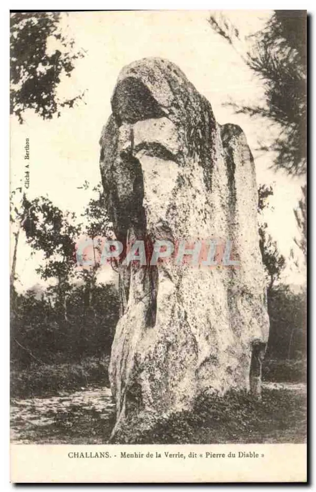 Challans - Menhir de la Verrie, llamado « Pierre du Diable » — Cliché A. Berthon - Anverso