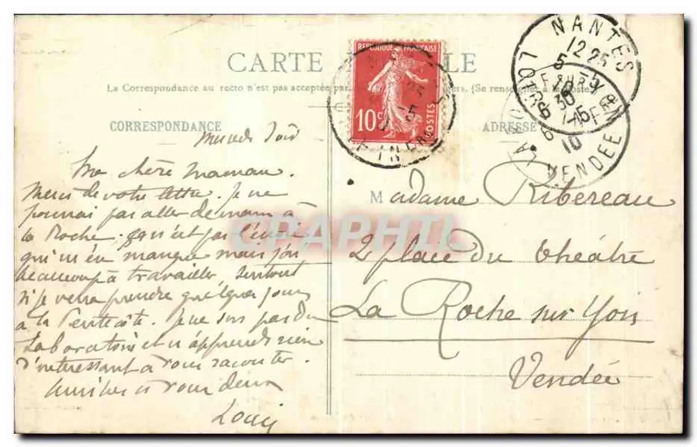 NANTES - Rocher du Jardin des Plantes — Coll. T. H. - N° 10 - Verso