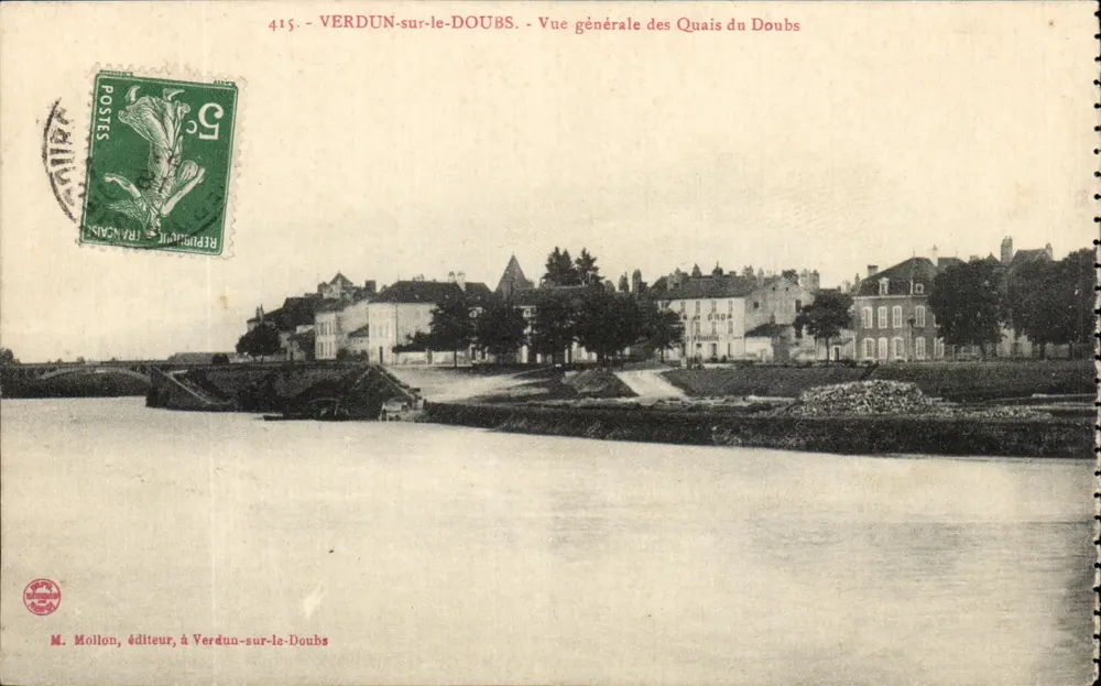 Verdun-sur-le-Doubs — Allgemeine Ansicht der Quais du Doubs — M. Mollon, Verleger, in Verdun-sur-le-Doubs - Vorderseite