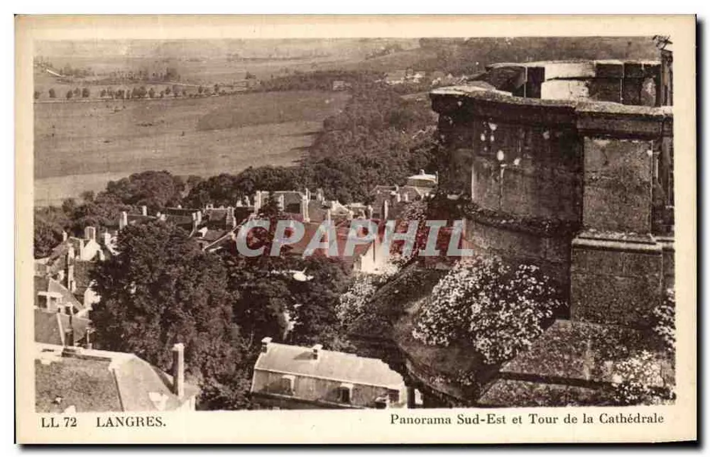 Langres — Panorama Südost und Turm der Kathedrale — LL 72 - Vorderseite
