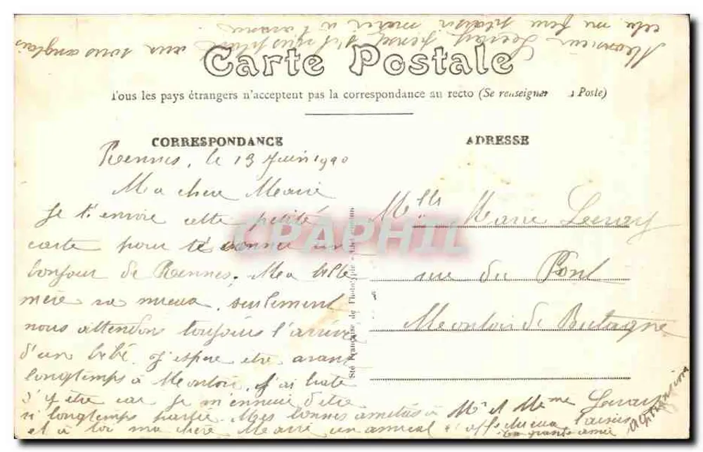 Rennes — Die Gewächshäuser des Jardin des Plantes — Verlag R. Rousselet, Rennes - Rückseite
