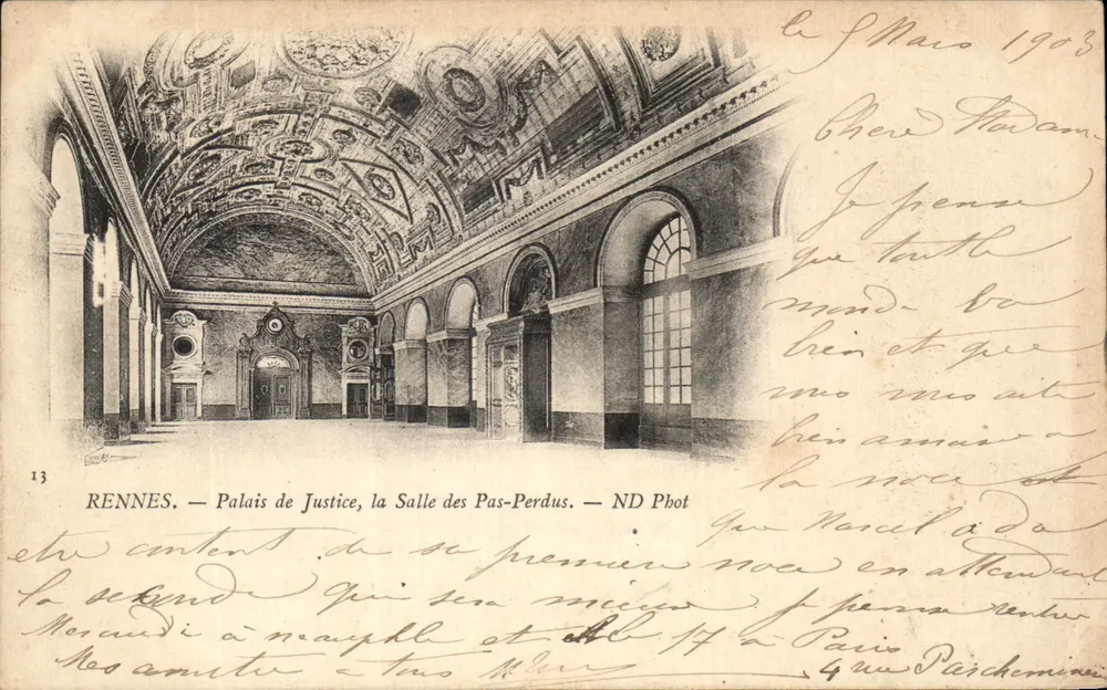 Rennes — Palais de Justice, die Salle des Pas-Perdus — ND Phot - Vorderseite
