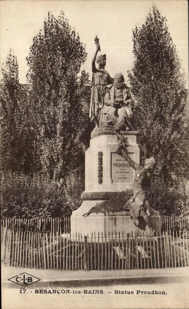 Besançon-les-Bains — Estátua de Proudhon — C-L-B - Frente
