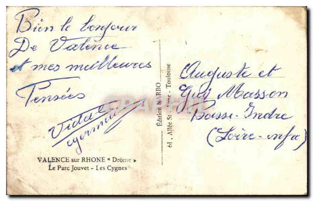 Le Parc Jouvet - Les Cygnes — Edition NARBO - Toulouse - Rückseite