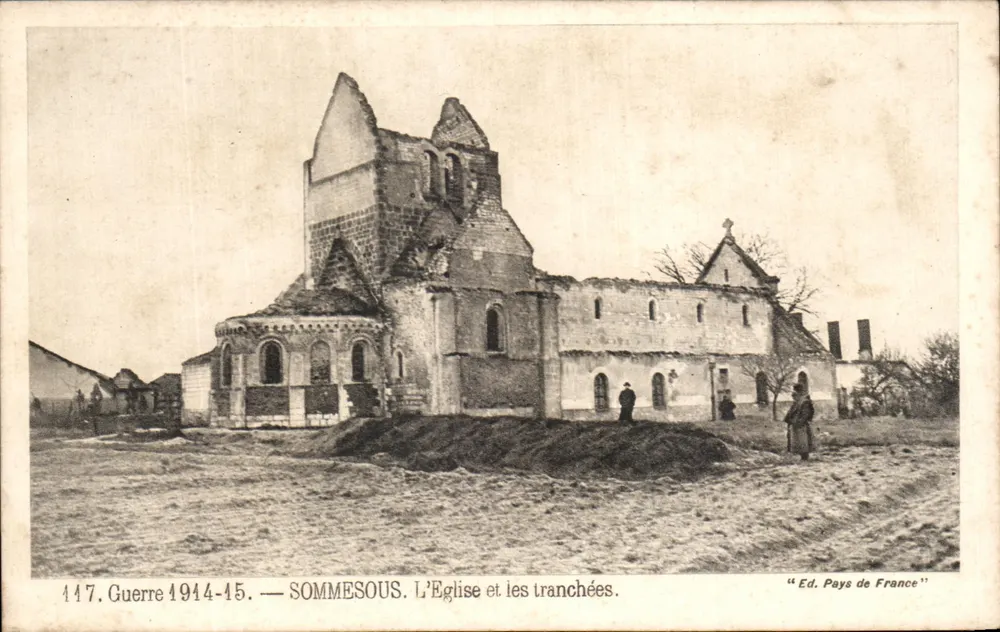 SOMMESOUS — Die Kirche und die Schützengräben — Verlag Pays de France - Vorderseite