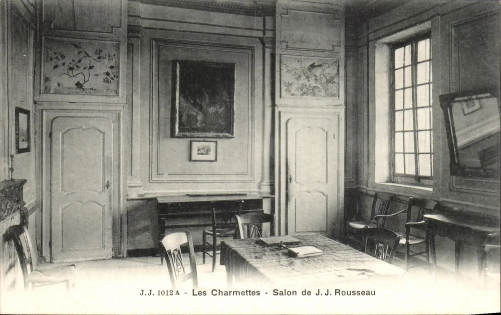 Les Charmettes - Sala de J.J. Rousseau — J.J. 1012A — editor Julien Frères, Genebra - Frente