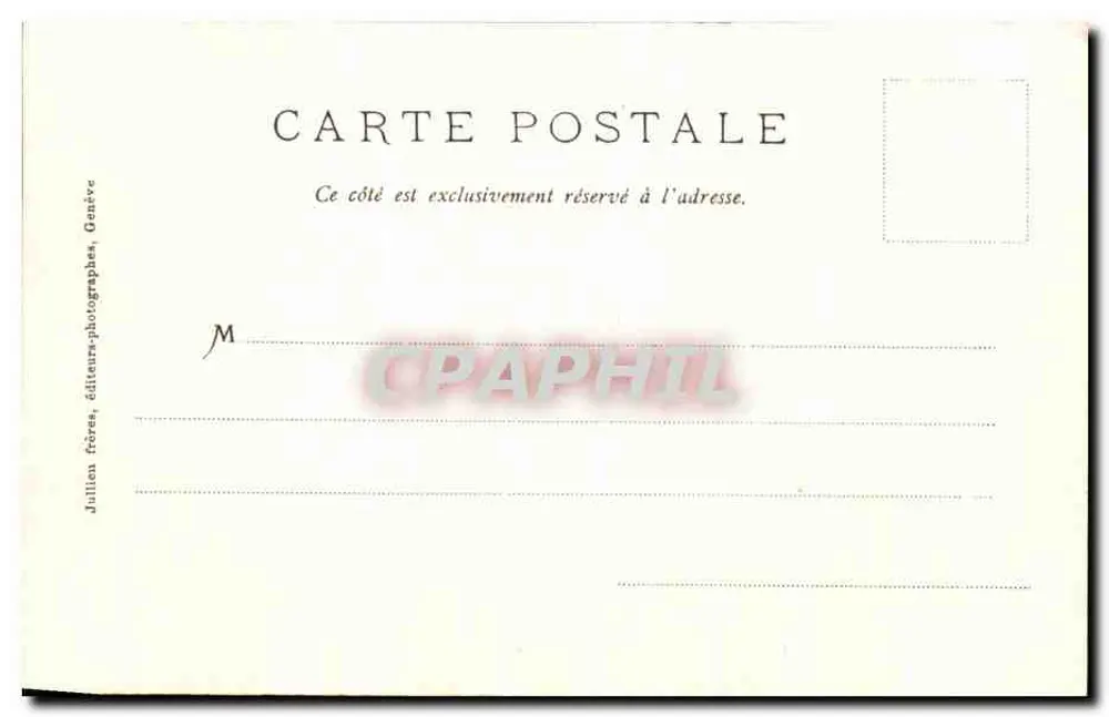 Les Charmettes - Sala de J.J. Rousseau — J.J. 1012A — editor Julien Frères, Genebra - Verso