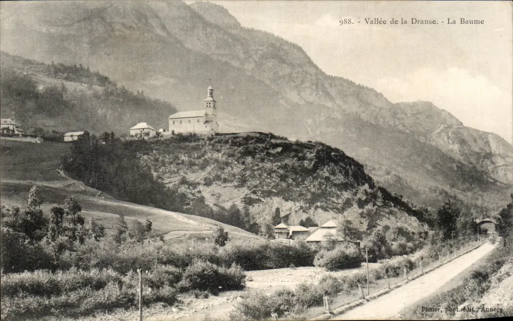 Vale da Dranse - La Baume — vista da capela em uma colina, editor Pittier, Annecy, n° 988 - Frente