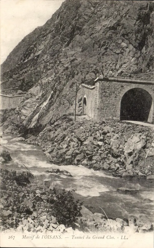 Tarjeta postal antigua Massif de L'Oisans Tunnel du Grand Clos - Anverso