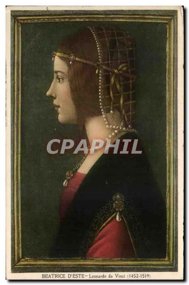 Beatrice d'Este — Retrato de Leonardo da Vinci (1452-1519) — Eliotipia Roberto Hoesch, Milão - Frente
