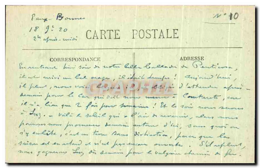Eaux-Bonnes - Vista geral e Pic du Ger — Casrache, editor, Pau - n°8 - Verso