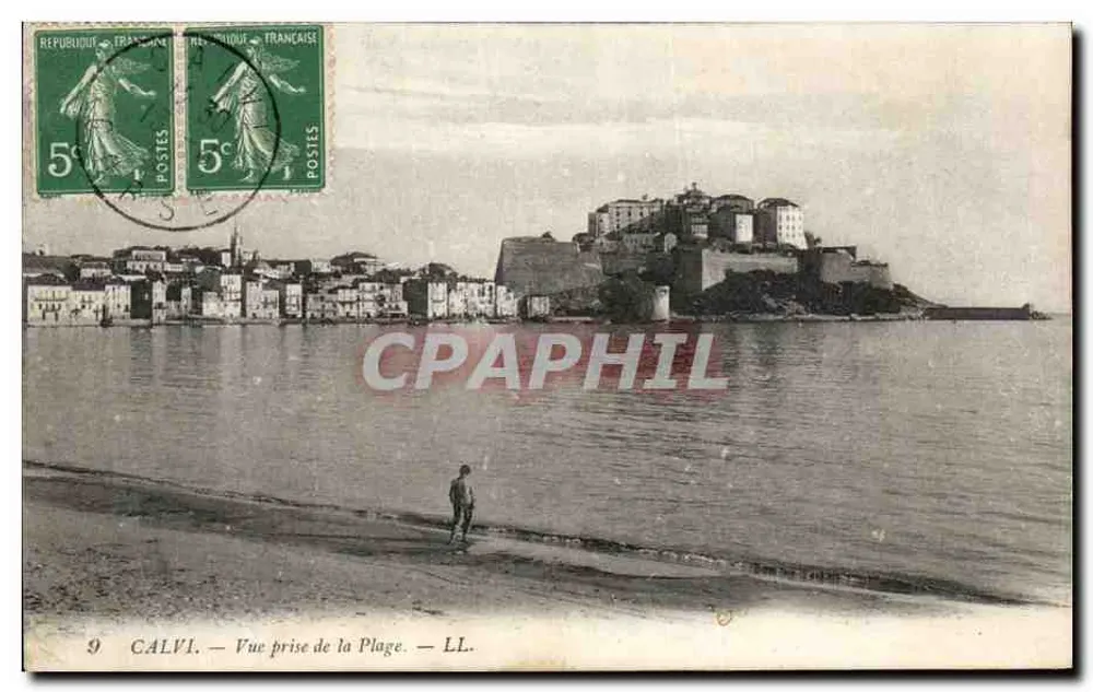 Calvi — Ansicht vom Strand — LL. - Vorderseite