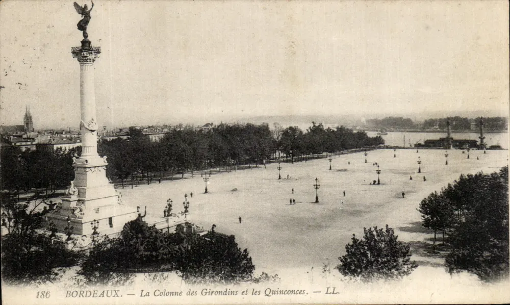 Bordeaux — Säule der Girondinen und die Quinconces — LL. N° 186 - Vorderseite