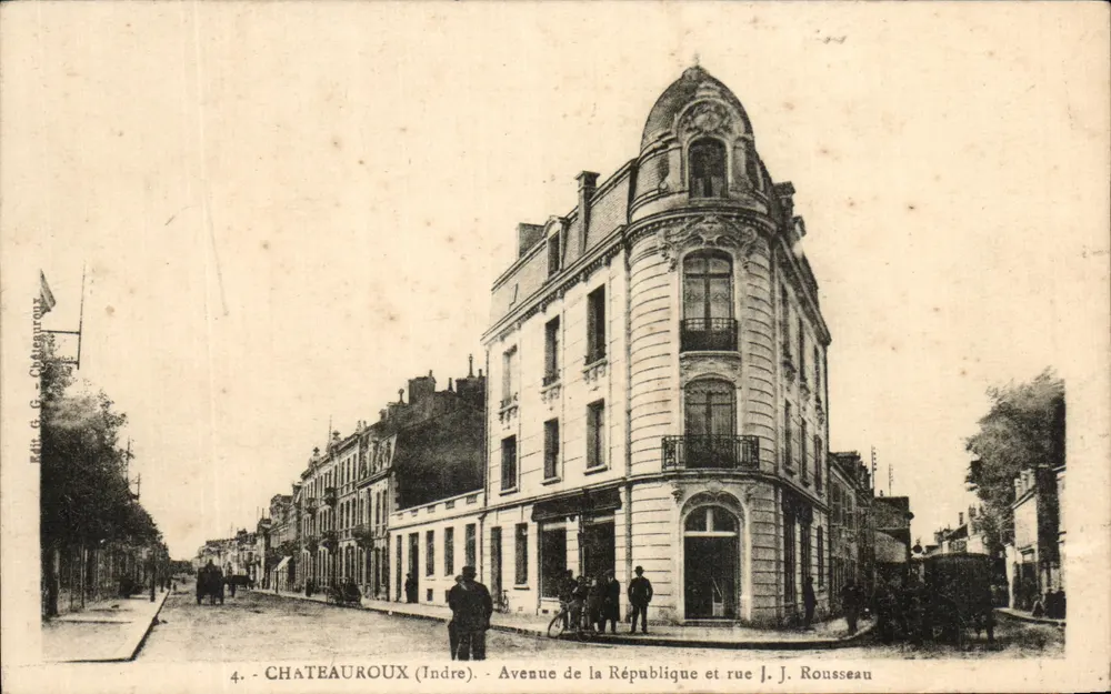 Châteauroux (Indre) — Avenue de la République und Straße J. J. Rousseau — Verlag M. G. Châteauroux, n°4 - Vorderseite