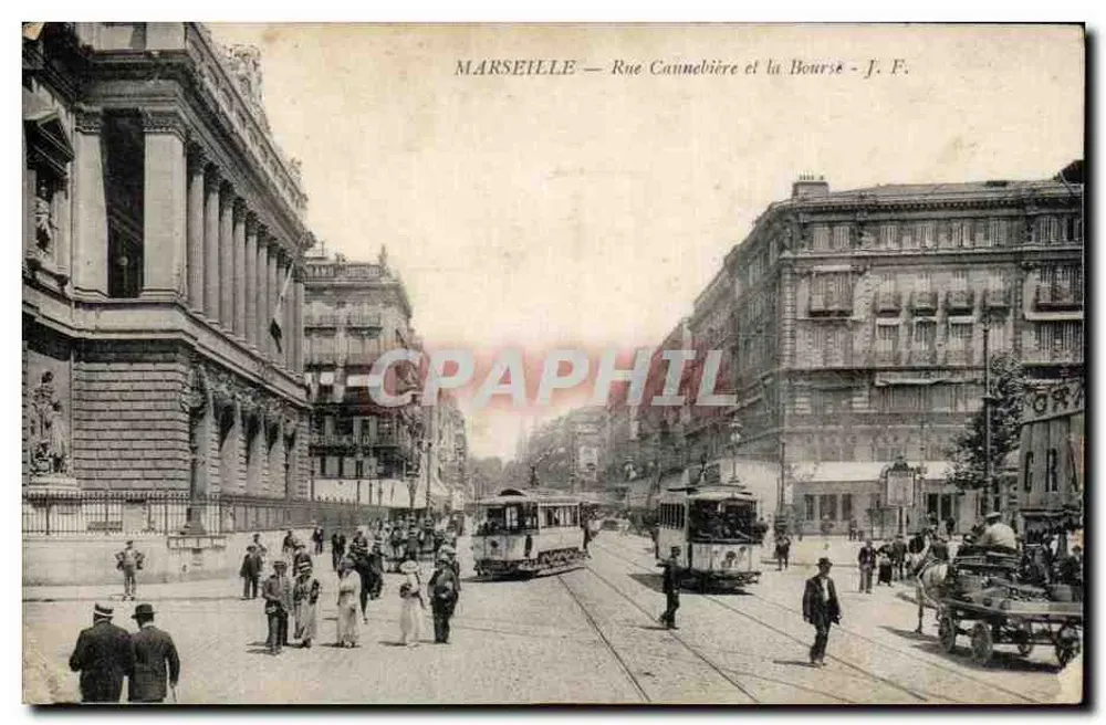 MARSEILLE — Rue Caunebière e a Bourse — J. F. - Frente