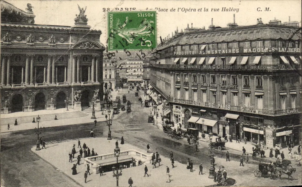 Place de l'Opéra et la rue Halévy — vue de l'Opéra Garnier et du magasin Magol's St-Laurier — éditeur C. M. - Vorderseite