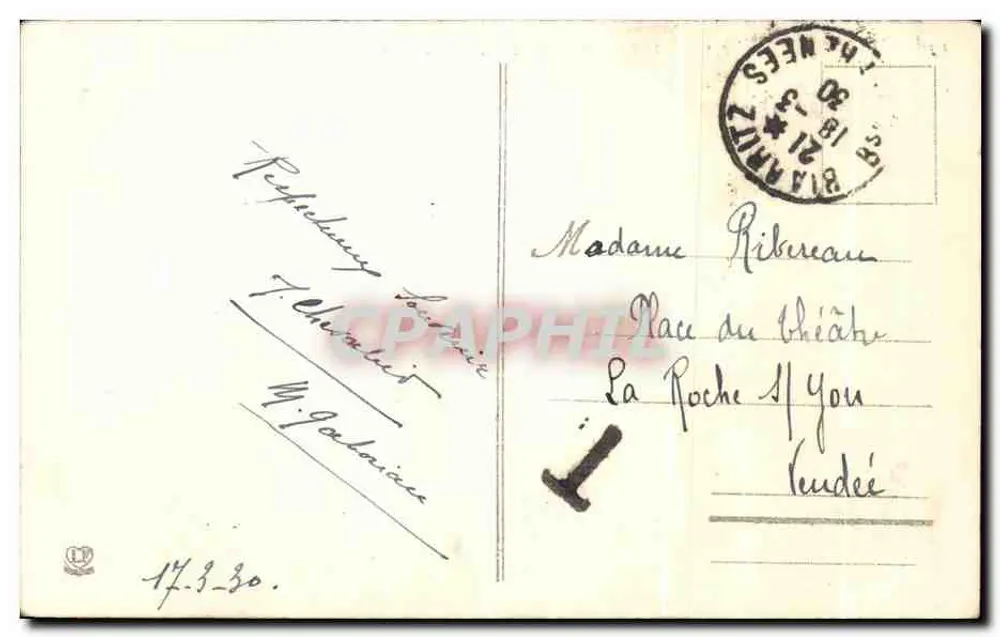Biarritz - Rochers du Basta — Phototypie Labouche Frères, Toulouse, n° 1277 - Rewers
