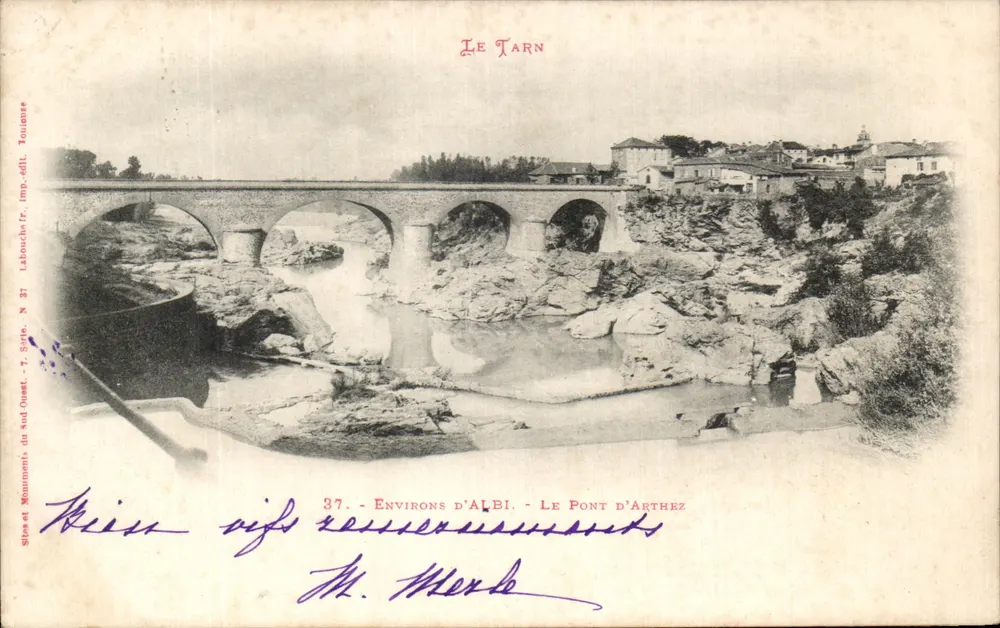 O Tarn — O Ponte d'Arthez — Arredores de Albi — Laboucha Fr. imp. édit. Toulouse N° 37 - Frente