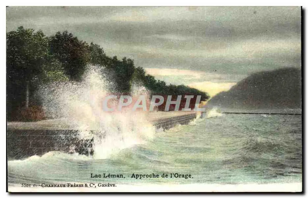 Lago Léman — Aproximação da Tempestade — Charnaux Frères & C°, Genebra, n° 5501 - Frente