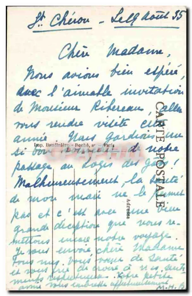 Saint-Chéron (S.-et-O.) — Vista general tomada desde Mirgaudon — Imp. Baudinière, Roubá, s.r. - Reverso
