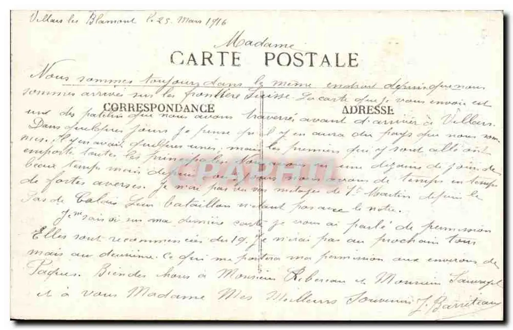Exkursion in der Franche-Comté — Von Pierrefontaine nach St-Hippolyte, Tal der Rèverotte — Verlag L. Graillhard-Prêtre, Besançon - Rückseite
