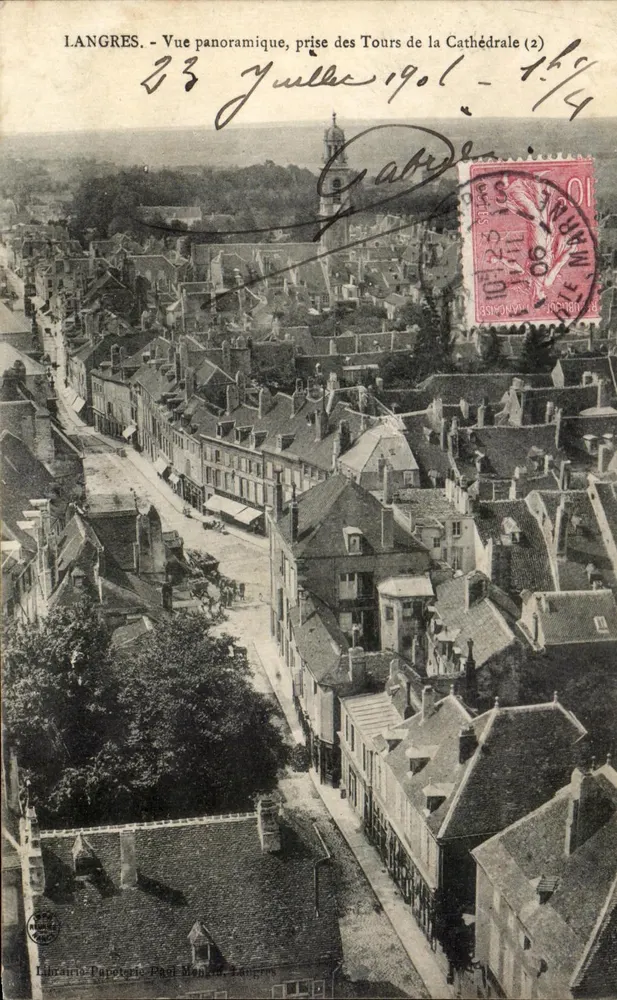 Langres - Panoramablick, vom Turm der Kathedrale (2) — Librairie Papetière Paul Manier, Langres - Vorderseite