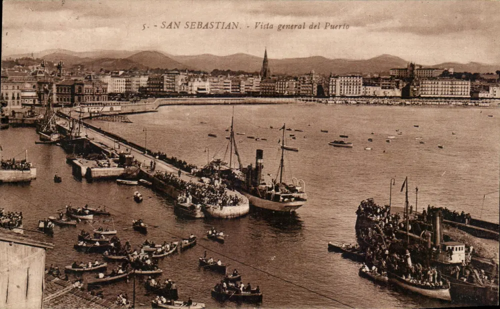 San Sebastián — Allgemeiner Blick auf den Hafen — Union Postal Universal España - Vorderseite