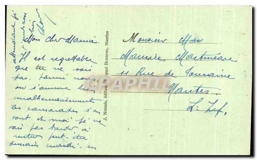 CROIX-DE-VIE w SION (Vendée) — widok falujących fal na skałach — wydawca J. Nozais, Nantes, nr 176 - Rewers