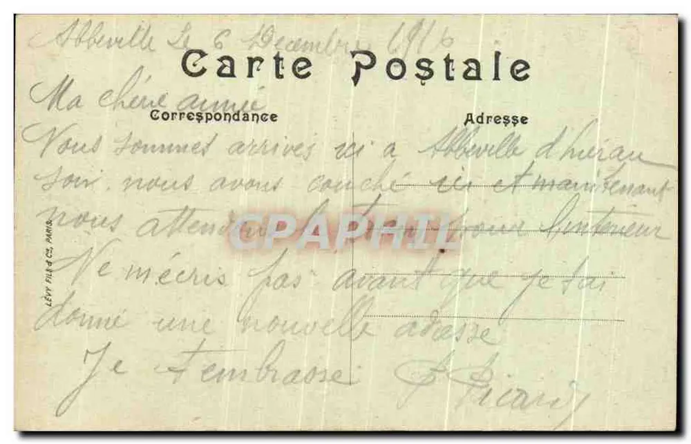 Abbeville — La Statue de Prarond — LL. Éditeur LL. N° 54 - Verso