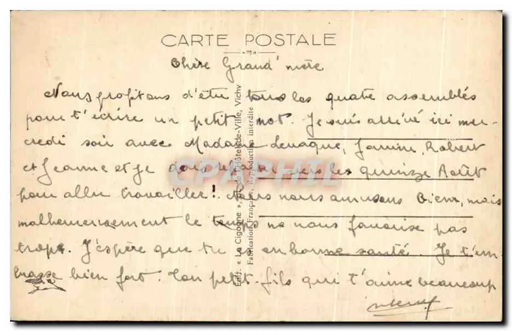 Vichy — Panoramablick auf die Kirche Saint-Louis — La Cigogne, n° 303 - Rückseite