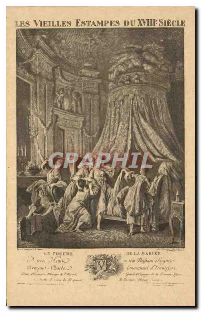 Das Brautbett — Szene aus dem Hofleben des 18. Jahrhunderts — Kupferstich von Jean-Honoré Fragonard - Vorderseite