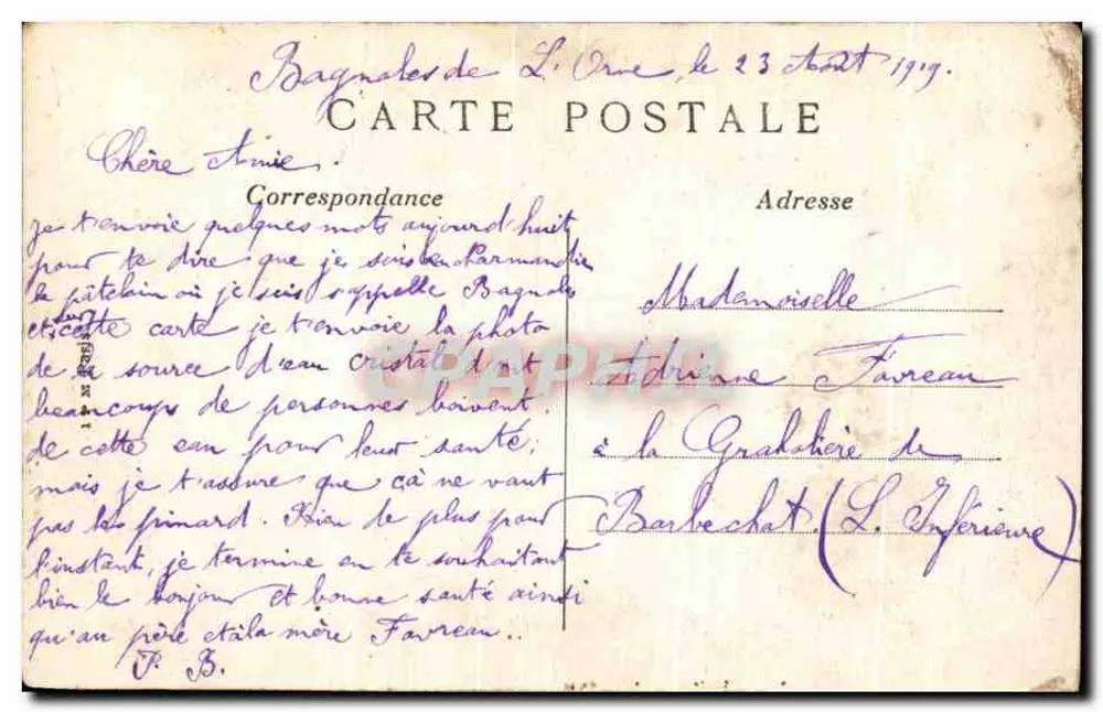 Bagnolès-de-l'Orne — Bénédiction de la Source — Edit. Ravinet à Bagnoles - Verso