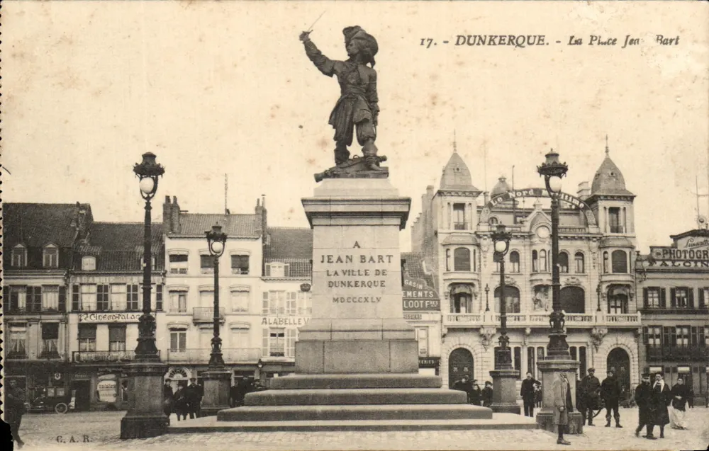 Dunkerque - La Place Jean Bart - Monument à Jean Bart, éditeur C.A.R. - Frente