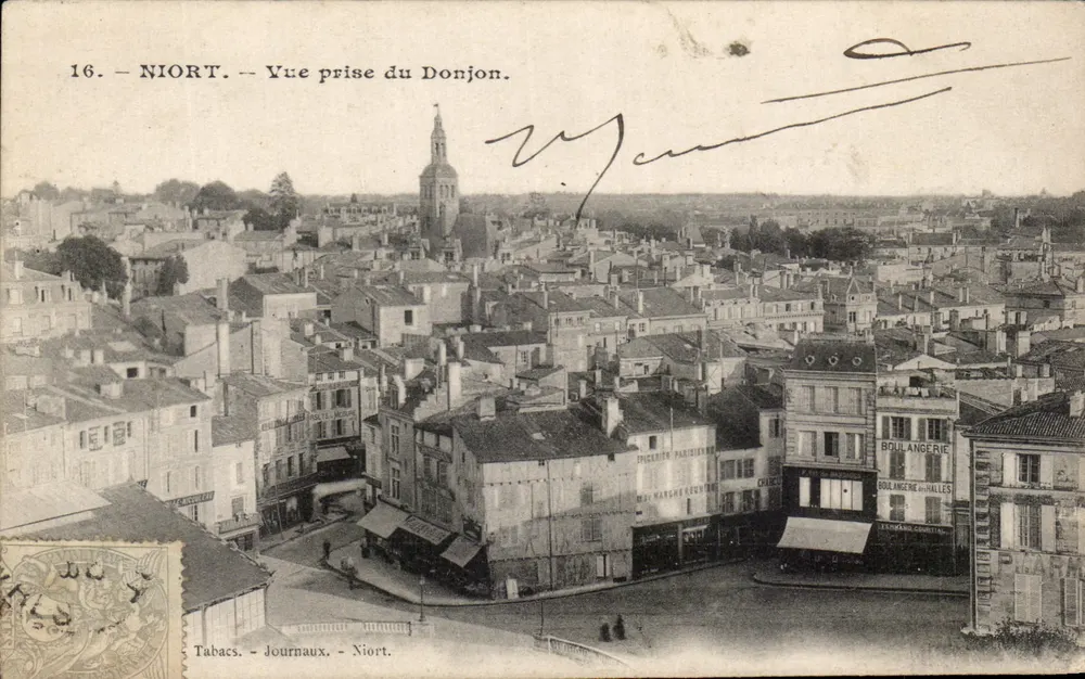 Niort — Vista tirada do Donjon — Editor: Tabacs - Jornais - Niort - Frente