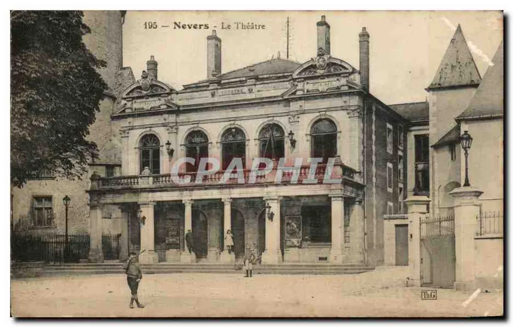 Nevers - O Teatro — Bilhete postal antigo n°195, editor Th.G. - Frente