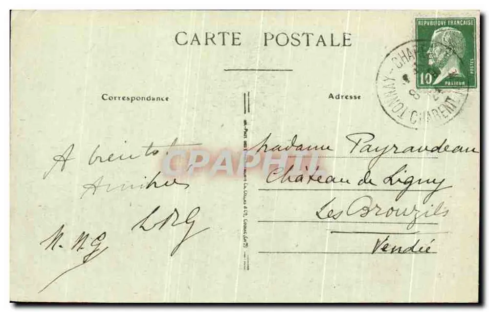 Tonnay-Charente — Das Schloss. Die Terrasse. Militärische Sanitätskolonie — E.B. - Rückseite