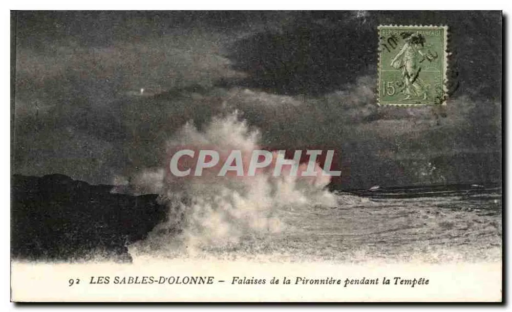 Les Sables-d'Olonne — Klippen der Pironnière während des Sturms — n°92 - Vorderseite