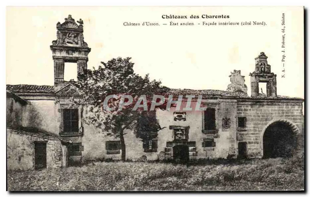 Castello di Usson — Stato antico — Facciata interna (lato Nord) — J. Prénost, editore, Saintes - Recto