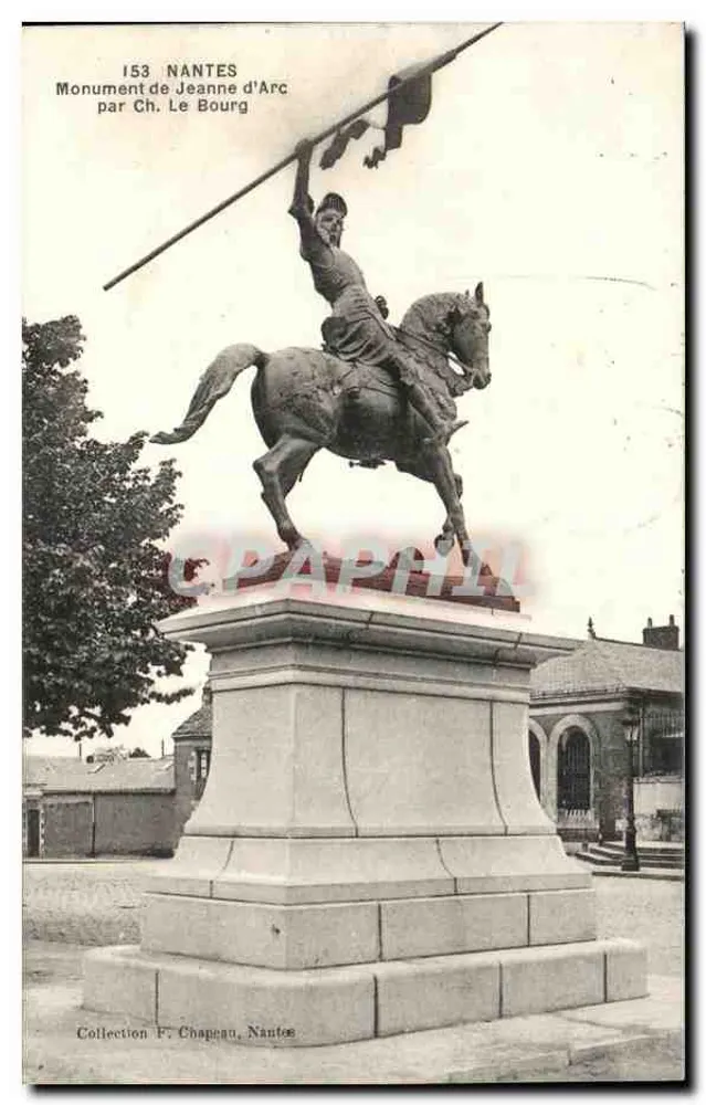 Jeanne-d'Arc-Monument in Nantes — Reitende Statue von Ch. Le Bourg — Sammlung F. Chapeau - Vorderseite