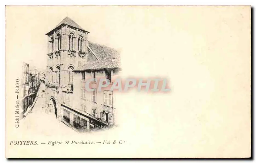 Poitiers — Kirche Sainte-Porchaire — Cliché Merken & FA & Cie - Vorderseite