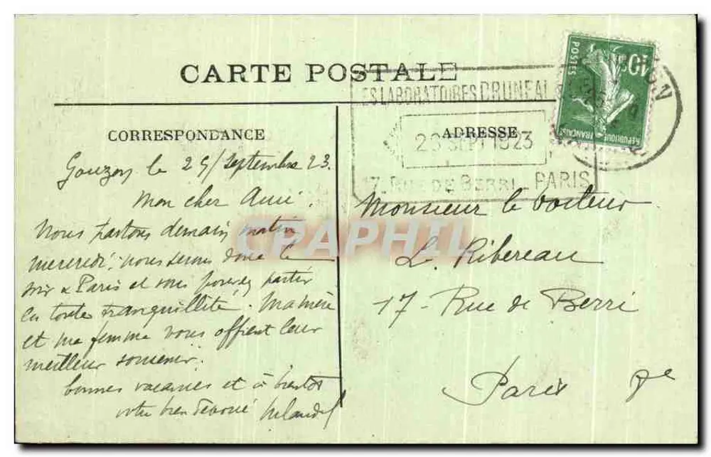 Gouzon (Creuse) — As margens da Voueize — M.F. (editor ?) - Verso