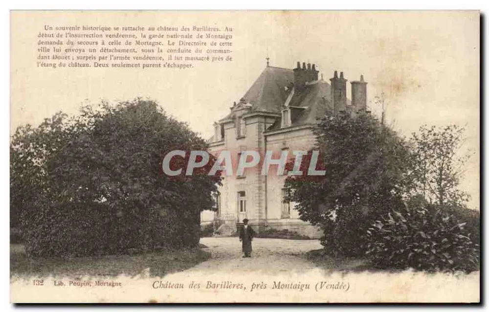 Château des Barillères, nahe Montaigu (Vendée) — Lib. Poujou, Mortagne — n°132 - Vorderseite