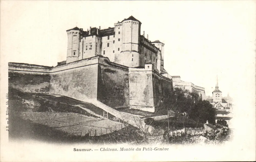 Saumur — Castelo. Subida do Petit-Genève — J.B. S. Milon, litografia, editora - Frente