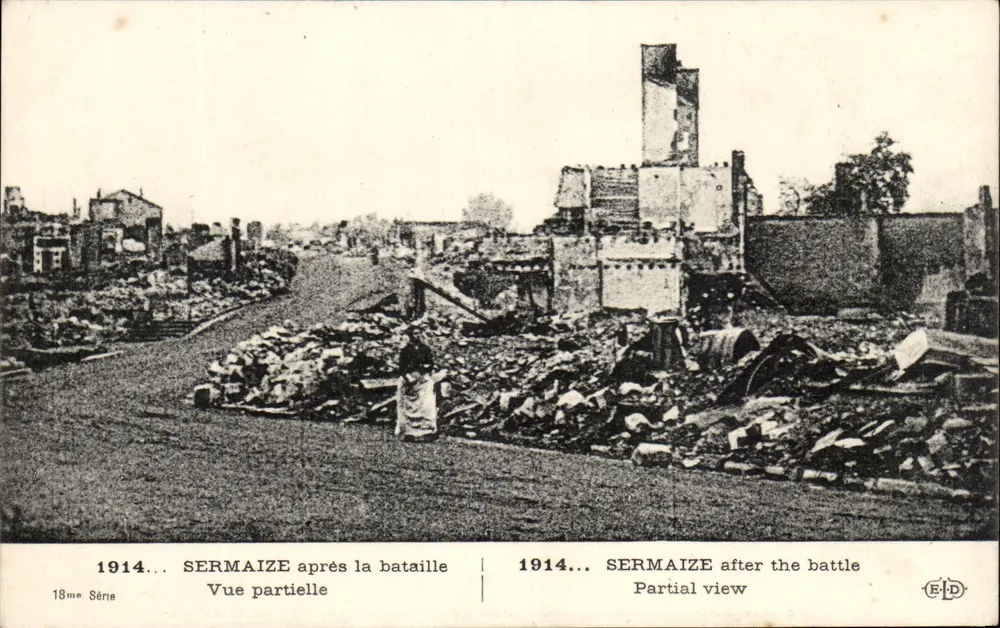 Sermaize — Teilansicht nach dem Schlachtfeld 1914 — E.P.D. 18. Serie - Vorderseite
