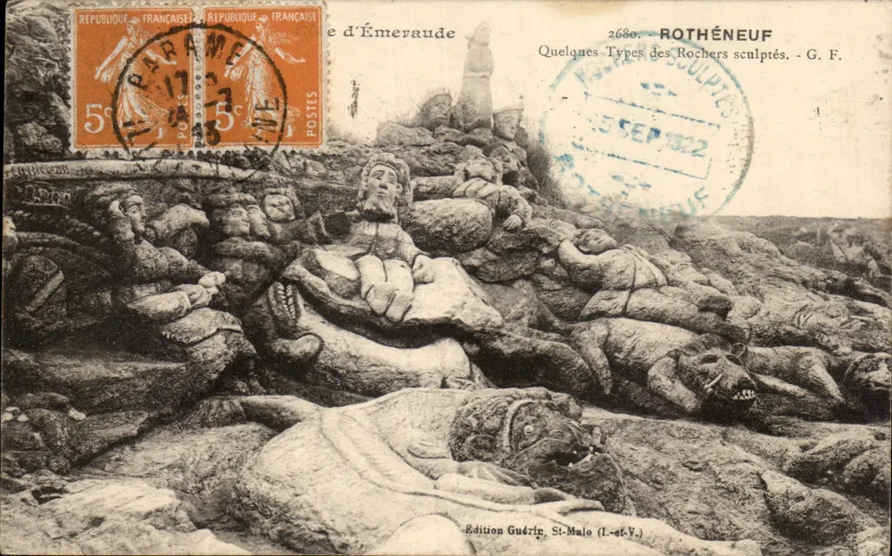 Geschnitzte Felsen von Émeraude — Rothénéuf — G. F. — Édition Guérin, St-Malo (I.-et-V.) - Vorderseite