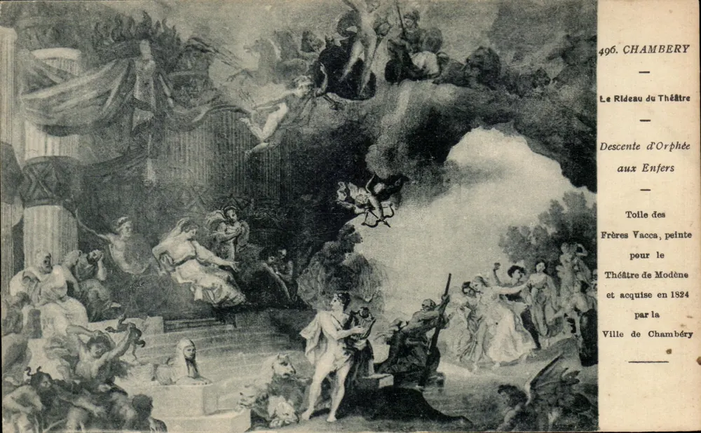 Chambéry — Das Vorhang des Theaters — Abstieg Orpheus in die Unterwelt — Tolle der Brüder Vacca, gemalt für das Theater von Modena und 1834 von der Stadt Chambéry erworben - Vorderseite