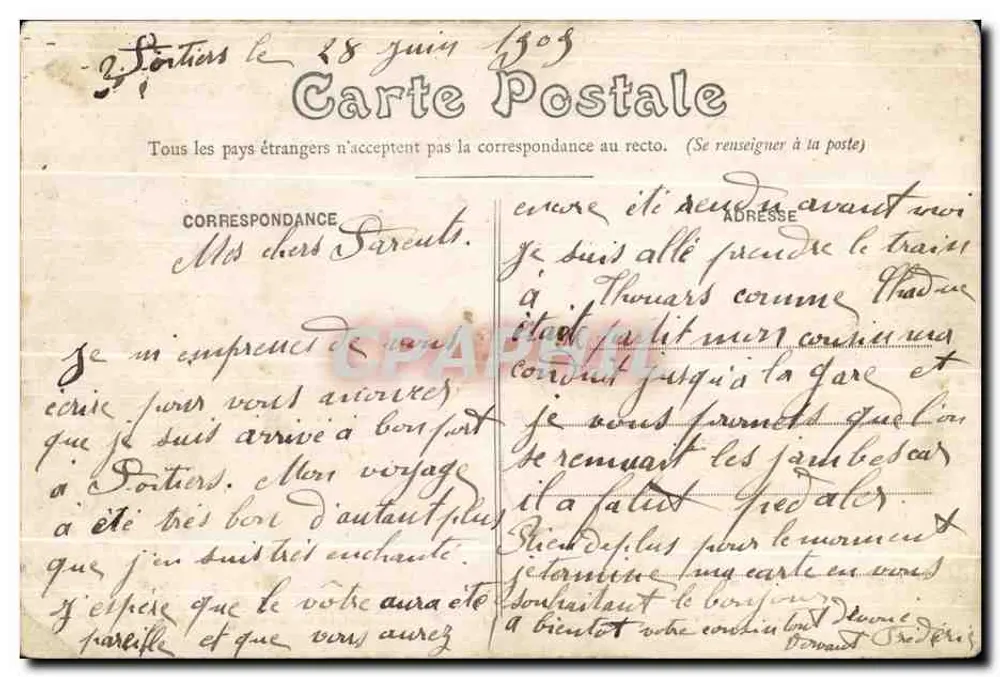 Poitiers — Vallée du Clain - Pont du Chemin de fer, éditeur Librairie L. Jolivet, Poitiers, n°13 - Rückseite