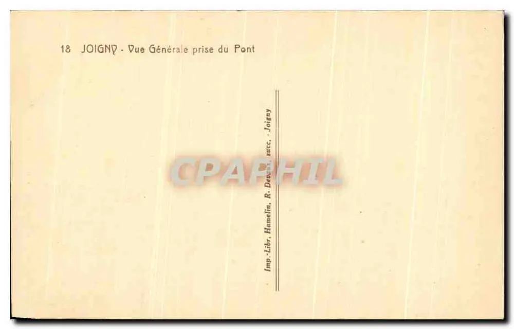 Joigny — Visão Geral tirada do Ponte — Imp. Libr. Hamelin, R. Desbœufs, succ., Joigny - Verso