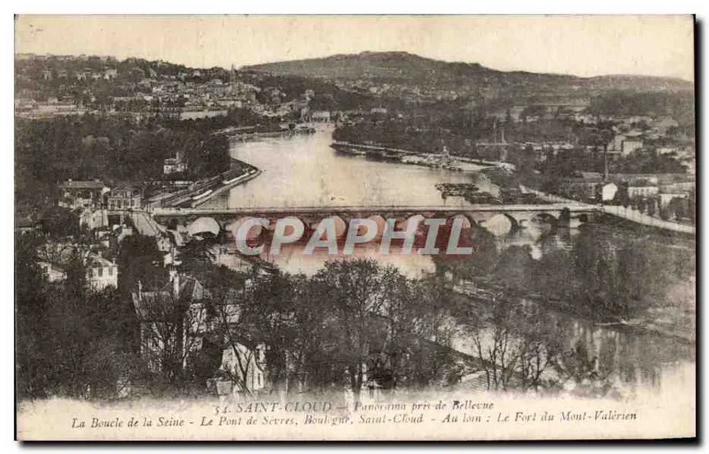 SAINT-CLLOUD — Panorama vom Bellevue — Der Sèvres-Brücke, Der Fort Mont-Valérien - Vorderseite